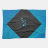 Ocean Blue und Black Monogram Geschirrtuch (Horizontal)