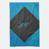 Ocean Blue und Black Monogram Geschirrtuch (Vertikal)