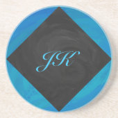 Ocean Blue und Black Monogram Getränkeuntersetzer (Vorne)