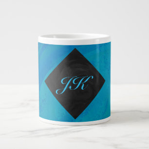Ocean Blue und Black Monogram Jumbo-Tasse