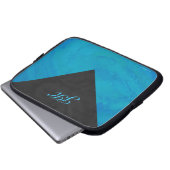 Ocean Blue und Black Monogram Laptopschutzhülle (Vorne Knopf)