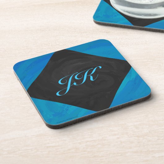 Ocean Blue und Black Monogram Untersetzer (Linke Seite)