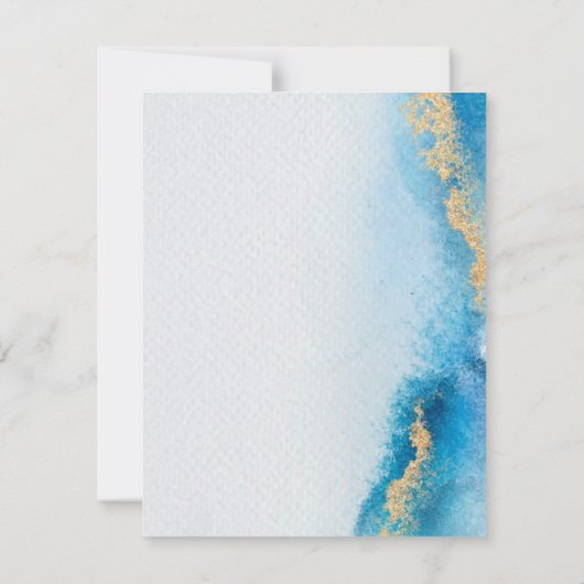 Ocean Blue und Gold Agate Brunch und Bubbly Einladung (Rückseite)