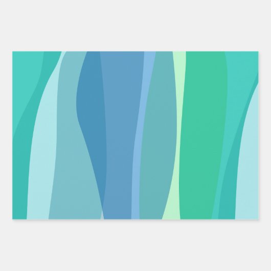 Ocean Blue und Green Abstrakte Formen Ästhetisch Geschenkpapier Set (Vorderseite)