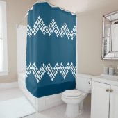 Ocean Blue und White Mono Zig Zag Duschvorhang (Beispiel)
