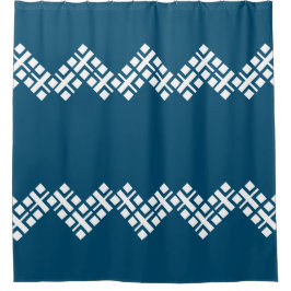 Ocean Blue und White Mono Zig Zag Duschvorhang