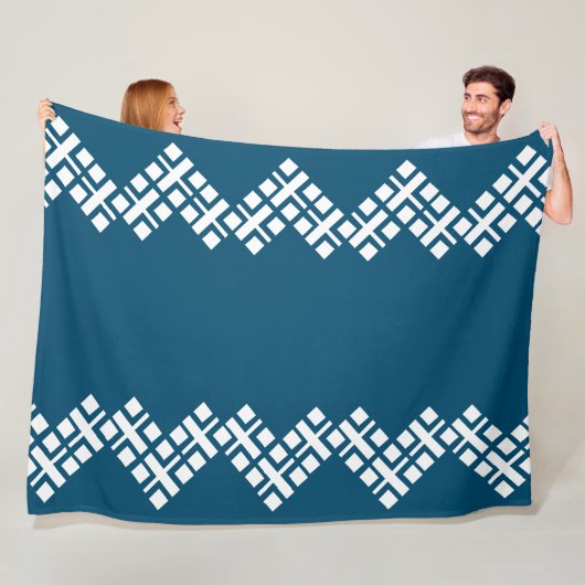 Ocean Blue und White Mono Zig Zag Fleecedecke (Beispiel)