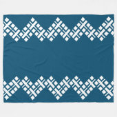 Ocean Blue und White Mono Zig Zag Fleecedecke (Vorderseite (Horizontal))