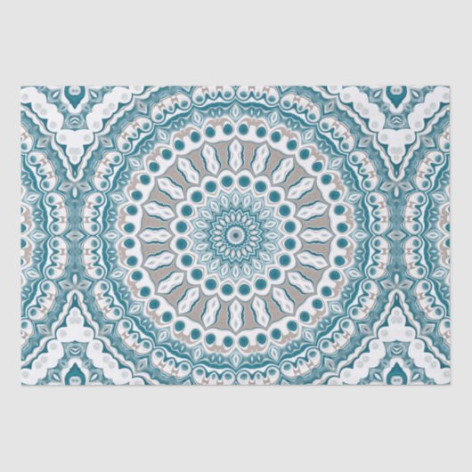 Ocean Blue und White Nautical Mandala Design Seidenpapier (Vorderseite)