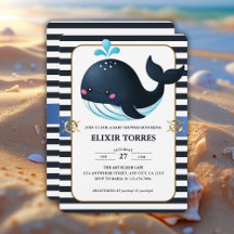 Ocean Blue Under Sea Kawaii Whale Baby Shower