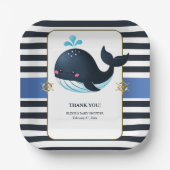 Ocean Blue Under Sea Kawaii Whale Baby Shower Pappteller (Vorderseite)