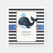 Ocean Blue Under Sea Kawaii Whale Baby Shower Serviette (Vorderseite)