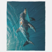 Ocean Blue Underwater Dolphin Portrait Fleecedecke (Vorderseite)