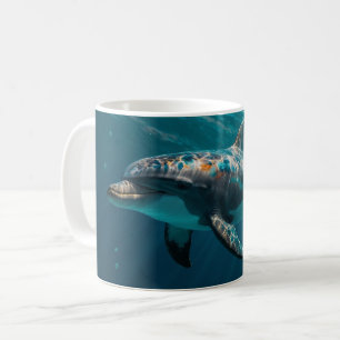 Ocean Blue Underwater Dolphin Portrait Kaffeetasse