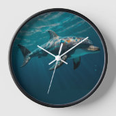Ocean Blue Underwater Dolphin Portrait Uhr (Vorderseite)