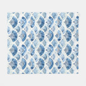Ocean Blue Wassercolor Geometric Art Deco Fleecedecke (Vorderseite (Horizontal))