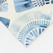 Ocean Blue Wassercolor Geometric Art Deco Fleecedecke (Ecke)