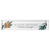 Ocean blue water color foliation Kupfer mit Monogr Namensplakette (Vorderseite)