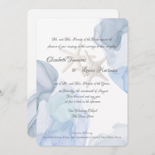 Ocean Blue Watercolor Beach Hochzeit Einladung