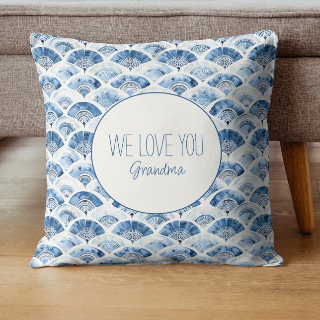 Ocean Blue Watercolor Custom Gift für Oma Sofa Kissen (Ocean Blue Watercolor Custom Gift for Grandma Sofa Throw Pillow)