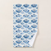 Ocean Blue Watercolor Geometric Gradient Art Deco Badhandtuch Set (Handtuch)