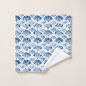 Ocean Blue Watercolor Geometric Gradient Art Deco Badhandtuch Set (Waschlappen)