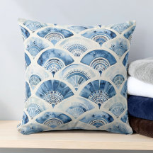 Ocean Blue Watercolor Geometric Gradient Art Deco
