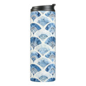 Ocean Blue Watercolor Geometric Gradient Art Deco Thermosbecher (Nach links gedreht)