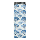 Ocean Blue Watercolor Geometric Gradient Art Deco Thermosbecher (Rückseite)