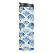 Ocean Blue Watercolor Geometric Gradient Art Deco Thermosbecher (Nach rechts gedreht)
