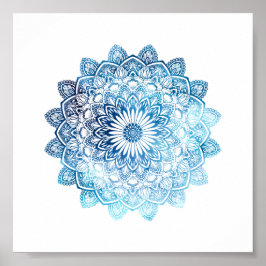 Ocean Blue Watercolor Mandala Poster