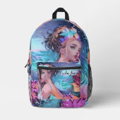 Ocean Blue Watercolor Meerjungfrau Rucksack (Vorderseite)