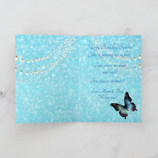 Ocean Blue Watercolor Mermaid Grußkarte Karte (Innenseite)