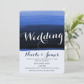 Ocean Blue Watercolor Moderne Glam Wedding Einladung (Stehend Vorderseite)