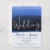 Ocean Blue Watercolor Moderne Glam Wedding Einladung (Vorderseite)