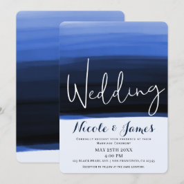 Ocean Blue Watercolor Moderne Glam Wedding Einladung