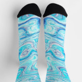 Ocean Blue Wave Marmor Textur Abstrakt flüssig Socken (Oben)