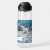 Ocean Blue Waves Bath Individuelle Name Trinkflasche (Rückseite)