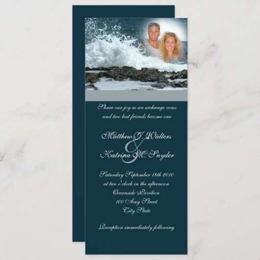 Ocean Blue Wedding Einladung (Vorne/Hinten)