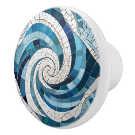 Ocean Blue Whirl Wirbel Sea Abstrakte Imitate Mosa Keramikknauf