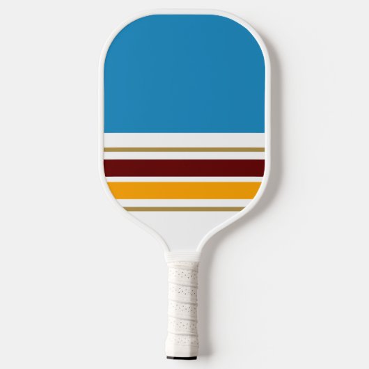Ocean Blue White Deep Red Yellow Racing Streifen Pickleball Schläger (Rückseite)