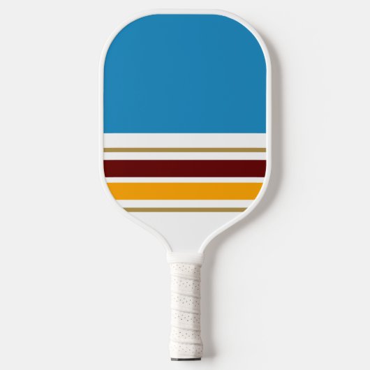 Ocean Blue White Deep Red Yellow Racing Streifen Pickleball Schläger (Vorderseite)