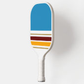 Ocean Blue White Deep Red Yellow Racing Streifen Pickleball Schläger (Links)