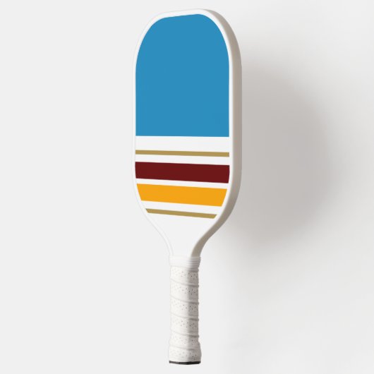Ocean Blue White Deep Red Yellow Racing Streifen Pickleball Schläger (Links)