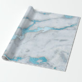Ocean Blue White Gray Marble Shiny Pinsel Geschenkpapier (Ungerollt)