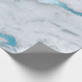 Ocean Blue White Gray Marble Shiny Pinsel Geschenkpapier (Ecke)