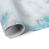 Ocean Blue White Gray Marble Shiny Pinsel Geschenkpapier (Rolleneckpunkt)