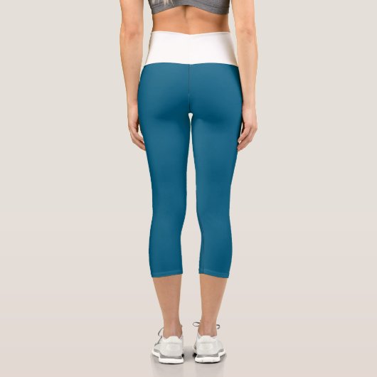 Ocean Blue & White High Waisted Capri Leggings (Rückseite)