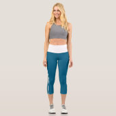 Ocean Blue & White High Waisted Capri Leggings (Vorderseite)