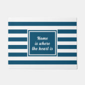 Ocean Blue & White Strip Personalisiert Fußmatte (Vorderseite)